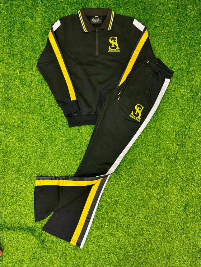(New) Black/Gold & white quarter zipper SP sweatsuit